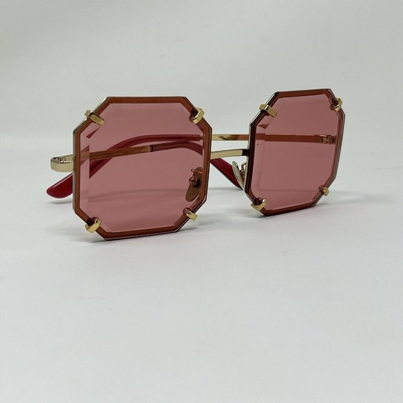 Dolce Gabbana Octagon Sunglasses DG 2216 02/84  55[] 20 Red Lenses Gold Hardware - Picture 16 of 16